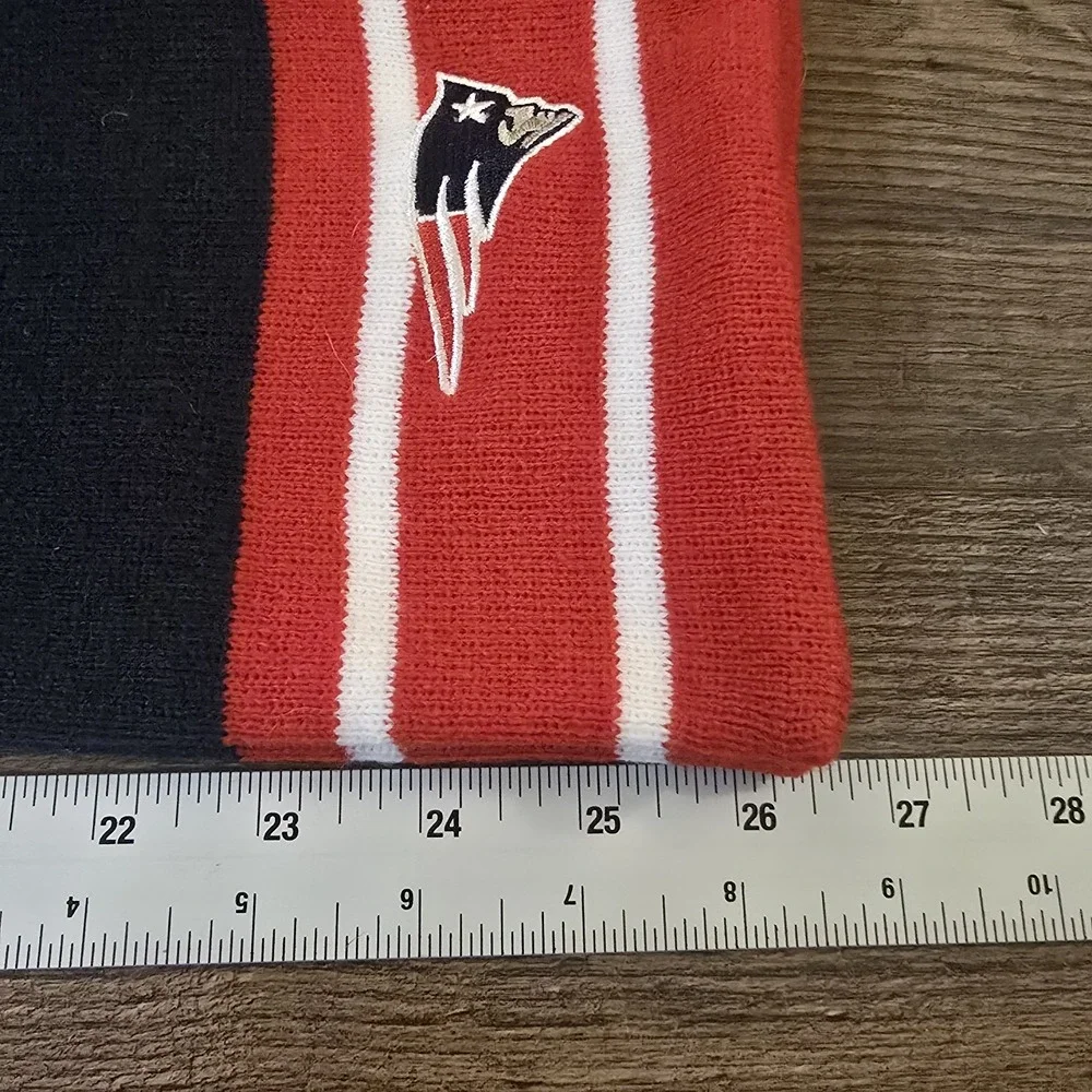 New England Patriots NFL Scarf Navy Red Striped Logo Winter‎ Fan Gear